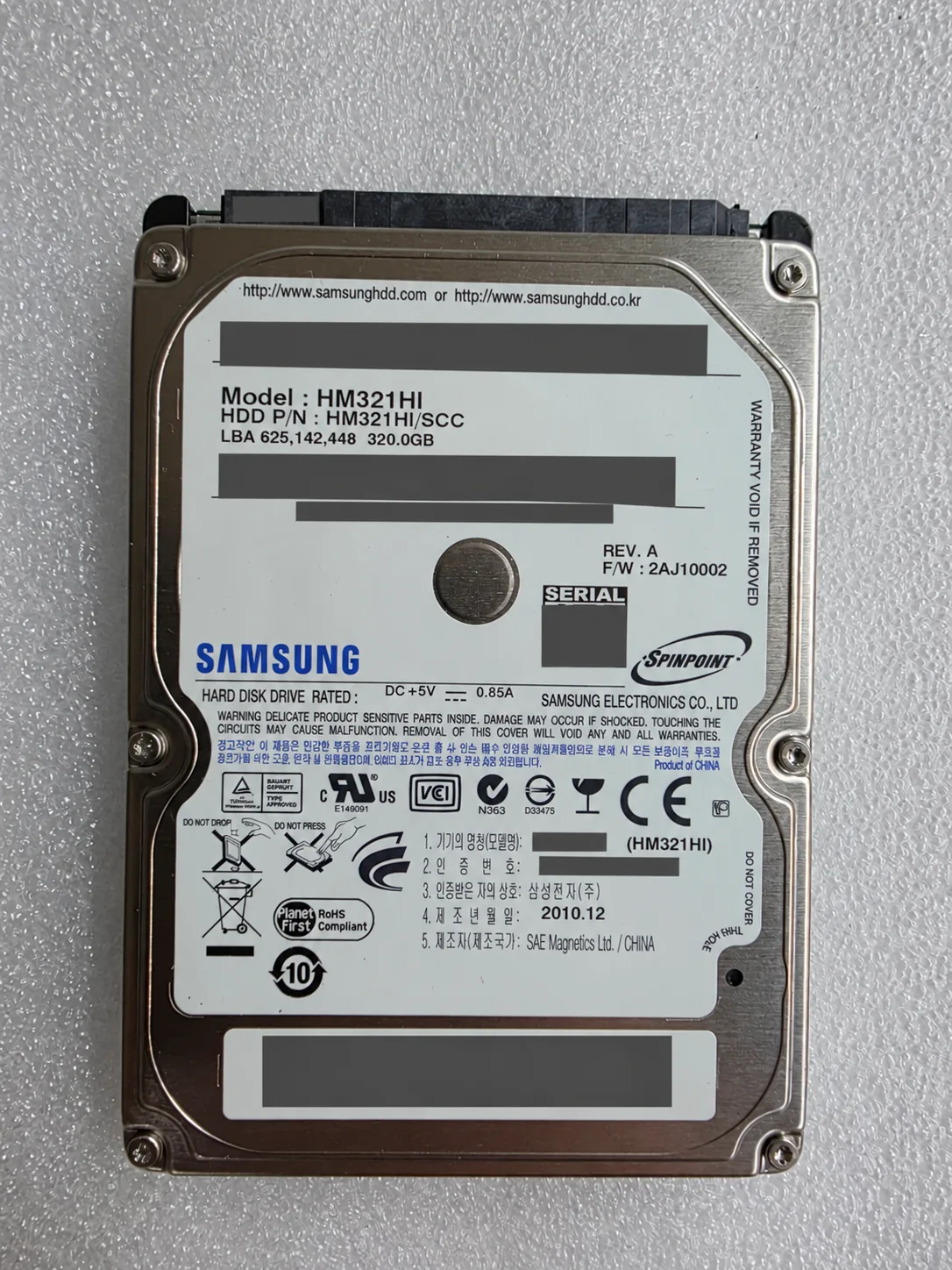 Samsung Spinpoint HM321HI 320GB SATA 하드디스크
